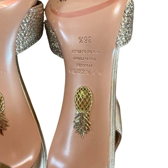 Aquazzura Italian Flirt 75 Embellished Leather Heel Sandals NEW EU 36.5 US 6.5 - Picture 9 of 10